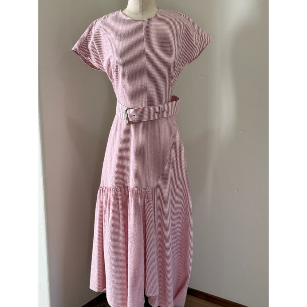 Rachel Comey Women's 6 Steady Seersucker red Pink White Dress Resort Holiday